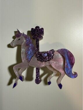 Mini Arabella Brooch - Curious Carousel Purple Horse Pony Carnival Circus Pin